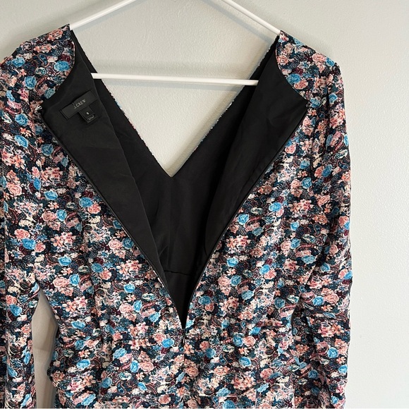 J Crew Long Sleeve Floral Ruffle Tiered Midi Dress Sz 8 V Neck Flirty Flowy - Picture 12 of 12